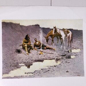 Frederic Remington Western Campfire Art Print 14x11 Multicolor